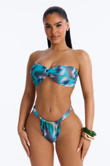 Poolside 2 Piece Bandeau Bikini and Maxi Skirt Set - Green/combo