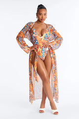 Said It Before Swimsuit and Cover Up Set - Brown/combo