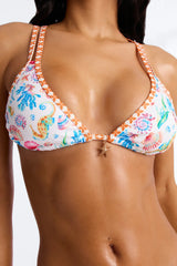Elira Tropical Contrast Trip 2 Piece Bikini Set - Orange/combo