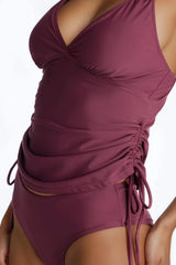 Samantha Double Strap Tankini 2 Piece Bikini - Burgundy