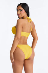Sunset Sangria 3 Piece Bandeau Bikini And Sarong Set - Yellow