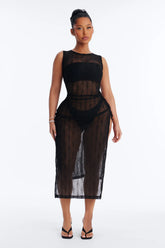 Cold Water Mesh Cover Up Dress - Black