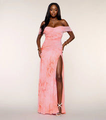McKenzie Floral Slit A-Line Formal Dress