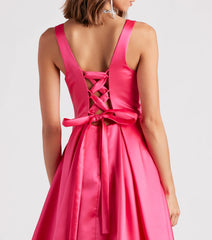 Kristine Satin Lace-Up A-Line Ball Gown