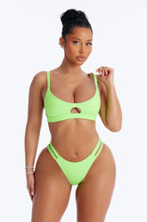 Beach Bronze Babe Leopard Bralette Bikini Set - Green/combo