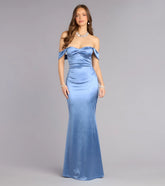 Melodie Satin Off-Shoulder Formal Dress