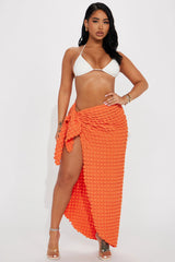 Bri Bubble Maxi Cover Up Tie Sarong - Orange