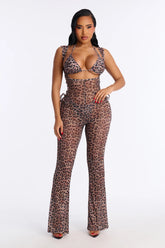 Out And About 2 Piece Bikini And Jumpsuit Set - Leopard
