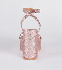 Shining Star Glitter Platform Block Heels