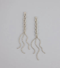 Twisted Shine Rhinestone Fringe Earrings
