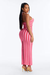 Deep Sea Swim Knit Cover Up Dress - Pink/combo