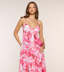 Annalise Floral Ruffle Formal Dress