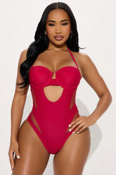 Megan Cutout 1 Piece Swimsuit - Red