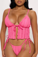 Addison Textured Tankini 2 Piece Bikini - Hot Pink