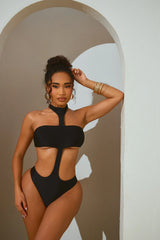 Marisela 1 Piece Monokini Swimsuit - Black