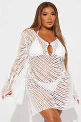 Find Me In Greece Crochet Cover Up Dress - White