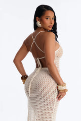 Melody Crochet Swim Cover Up Maxi Dress - Cream