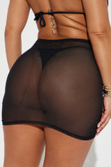 Island Baddie Ruched Skirt Cover Up - Black