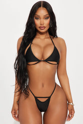 Poolside Peekaboo Cutout 2 Piece Bikini - Black