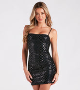 Confidence In Check Velvet Sequin Mini Dress