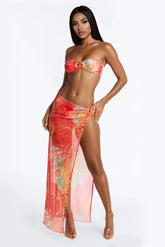 Wherever I Go Bikini And Sarong Set - Orange/combo