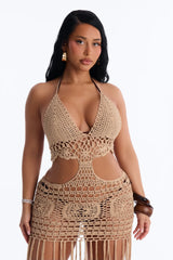 Denise Crochet Maxi Swim Cover Up Dress - Mocha