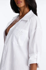 Georgy Swim Button Up Cover Up Dress - White