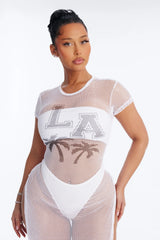 LA Nights Fishnet Cover Up Dress - White