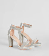 Shimmer In Rhinestone Block Heels