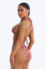 Reyna 2 Piece Floral Triangle Bikini Set - Brown/combo