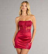 Abrianna Satin Corset Mini Dress