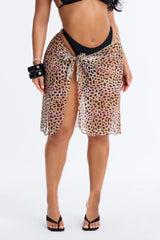 In The Wild Mesh Swim Cover Up Sarong - Black/Brown