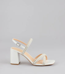 Shine All Night Pearl Rhinestone Block Heels
