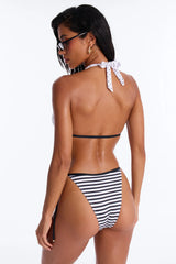Double The Trouble 2 Piece Polka Dot Bralette Bikini Set - Black/White