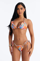 Summer Mode Tropical Thong 2 Piece Bikini - Orange/combo