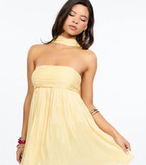 Demi Crinkle Satin Strapless Mini Dress