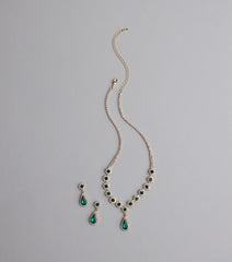 Luxe Look Gemstone Necklace And Earrings Set