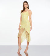 Roxie Beaded Lace Asymmetrical Midi Dress