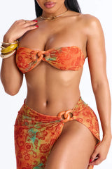 Pure Paradise Bikini And Sarong - Orange/combo