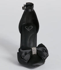 Statement Making Satin Bow Block Heel Pumps