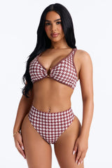 Back To The Sea Geometric 2 Piece Bikini - Brown