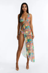 Adrina Abstract 3 Piece Bikini & Dress Sunsuit - Multi Color