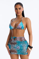 Summer Serenity Bikini And Coverup Skirt - Blue/combo