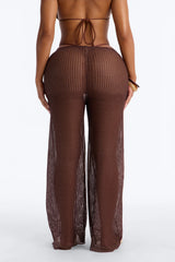 Summer Shimmer Swim Cover Up Pants - Brown