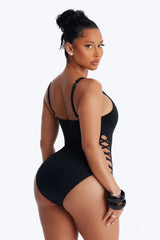 Under The Shade Tie Detail 1 Piece Swimsuit - Black