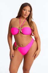 Jenny 3D Starfish Bandeau 2 Piece Bikini - Hot Pink
