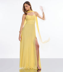 Cassidy Scarf Neck Chiffon Formal Dress