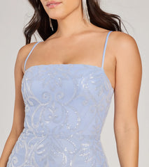 Jillian Sequin Slit Long Formal Dress