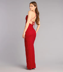 Eva Glitter Lace-Up Column Formal Dress
