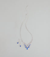 Dripping In Glamour Gemstone Necklace And Earrings Set